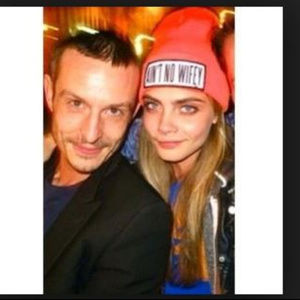 ASOS Neon Orange Knit Beanie with Patch